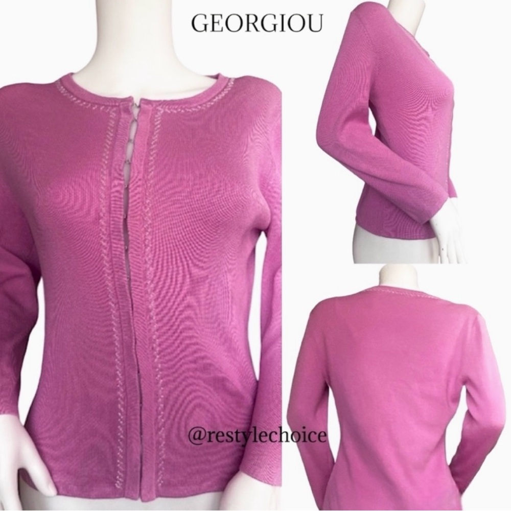GEORGIOU Pink  Cardigan Hook and eye closure Vintage Silk Mix